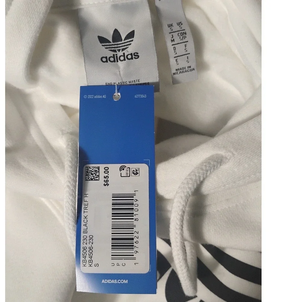 Adidas Originals Trefoil Hoodie White Black Pullover Hooded Sweatshirt Mens‎ S